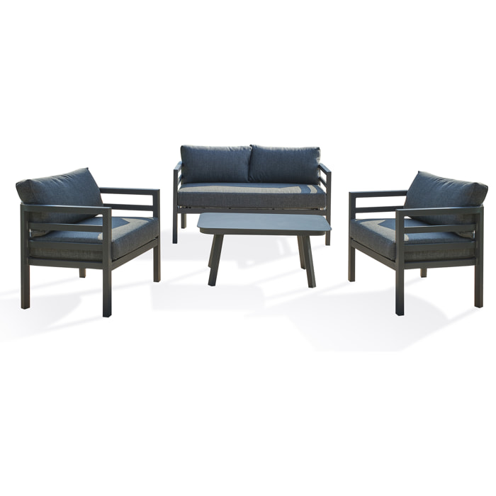 LISBONNE - Salon de jardin 4 places en aluminium gris anthracite