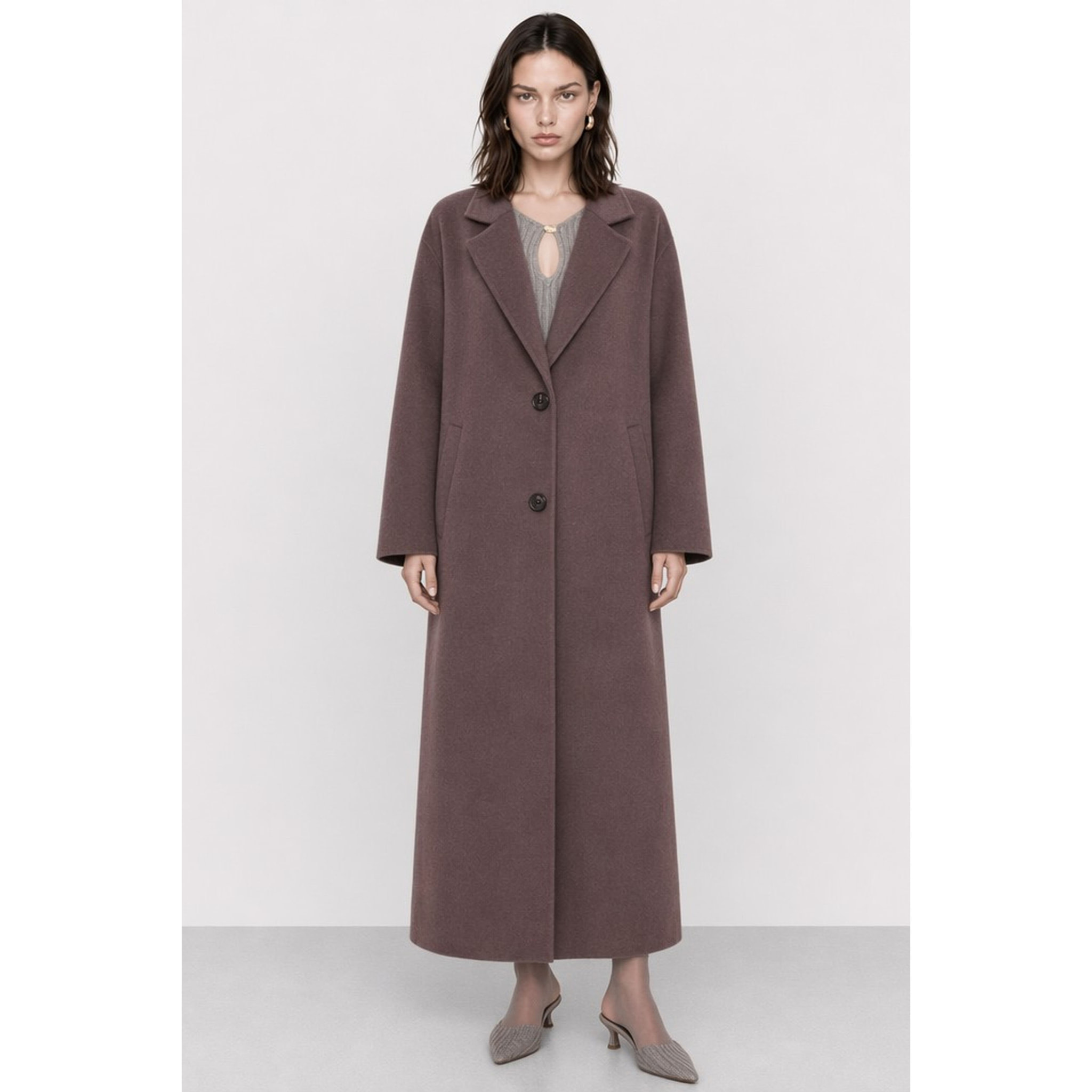 Kocca - Cappotto lungo da donna in lana con collo a revers Donna