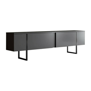 Mobile porta TV Abishia, Credenza da soggiorno, Armadio basso per TV, Base parete attrezzata, 180x30h50 cm, Antracite e Nero