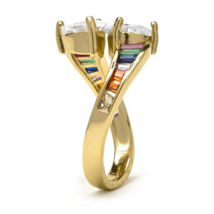 Anillo con Circonita Brillante acabado oro 18k