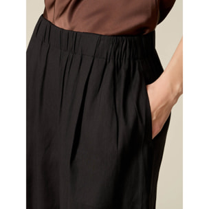 Oltre - Pantaloni palazzo misto lino - Nero