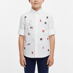 Camicia popeline button down ricamo letterine