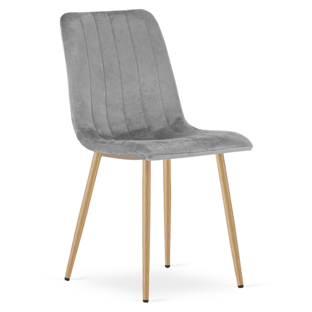Set di 2 sedie Lava in velluto grigio chiaro e gambe effetto legno