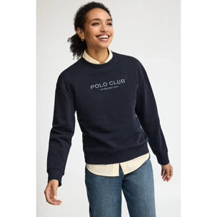 Felpa blu marino, boxy fit con ricamo Established 2012 Polo Club