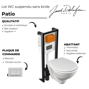 Pack WC suspendu sans bride Patio + tabouret physiologique blanc