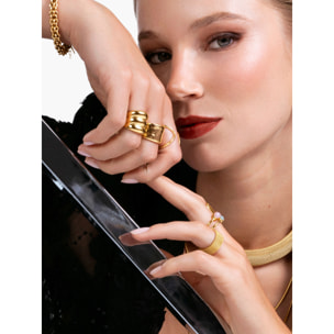 Anelli Mesh  in Acciaio Placcato Oro