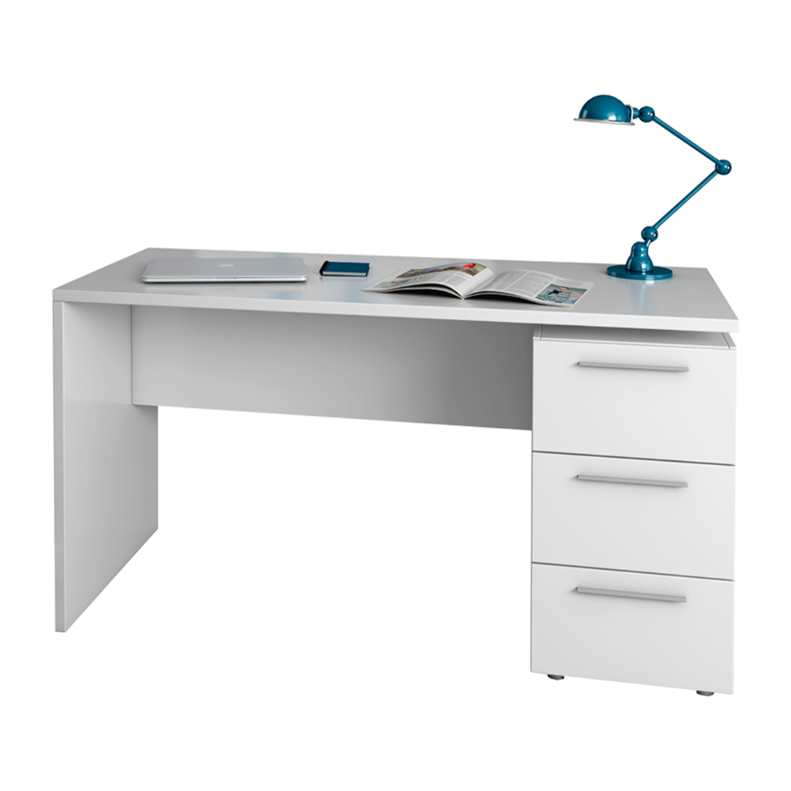 Mesa De Escritorio Con Cajonera 74x138x60 Cm Blanco Artik