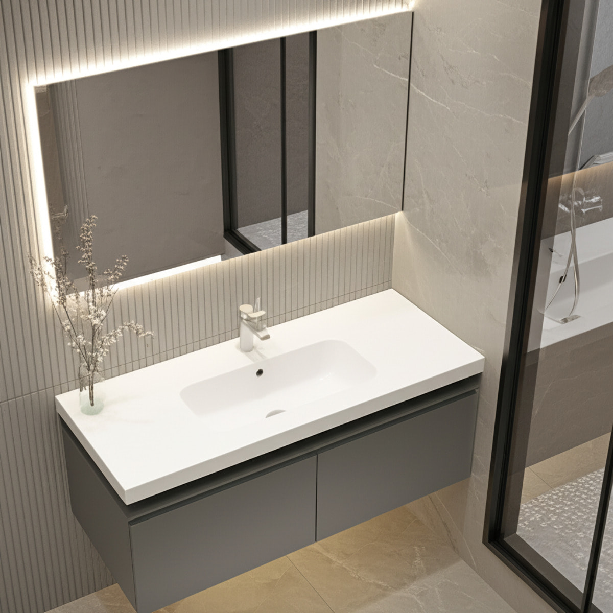Lavabo Da Incasso Rettangolare Lavandino Bagno In Ceramica Design Moderno Elegante Per Top Bagno 71 x 46 cm Bianco