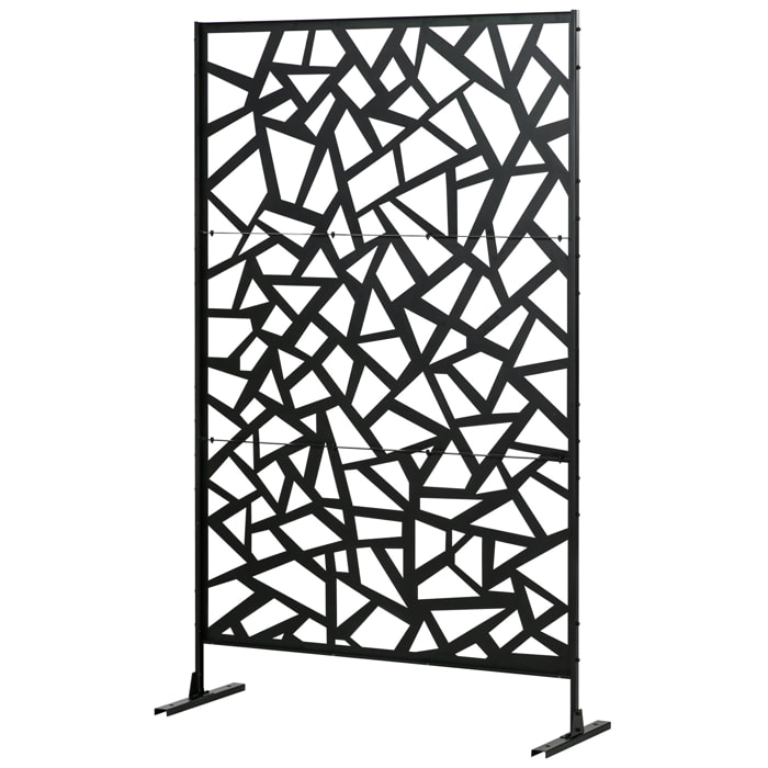 Panneau décoratif extérieur métal - brise vue motif graphique - visserie incluse - dim. 122L x 45l x 198H cm - acier thermolaqué noir