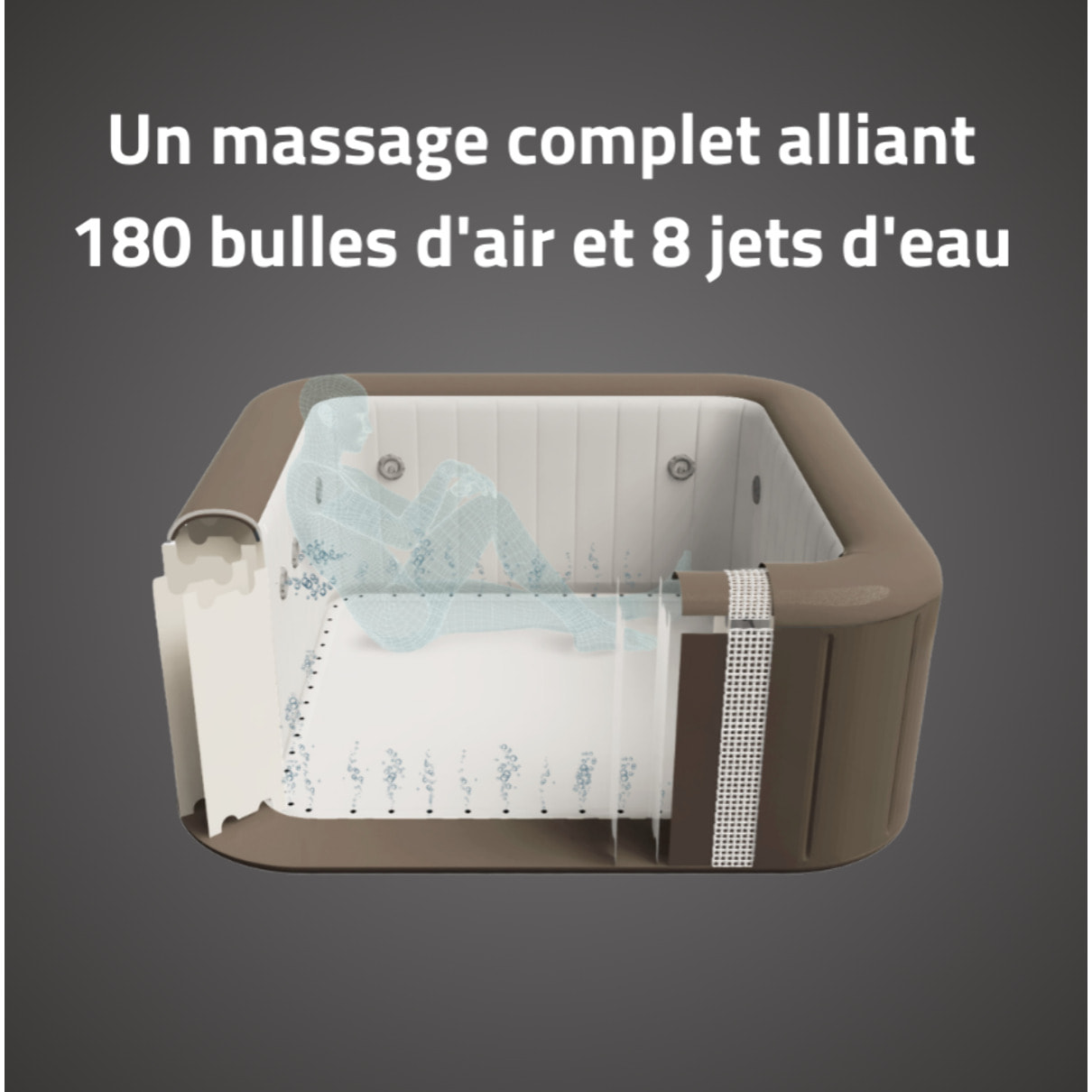 Bestway Spa gonflable carré Lay-Z-Spa Palma HydroJet Pro 5-7 personnes