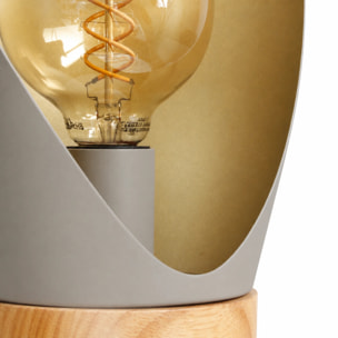 Lampe à poser en métal taupe et bois H44 cm - Spoon