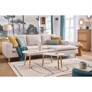Tables basses gigognes scandinaves blanc et bois clair chêne massif (lot de 2) ARTIK
