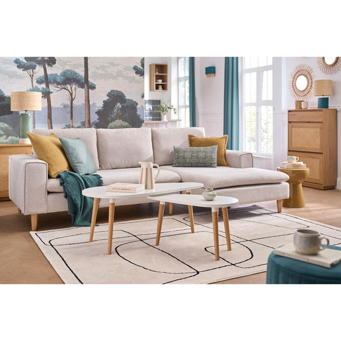 Tables basses gigognes scandinaves blanc et bois clair chêne massif (lot de 2) ARTIK