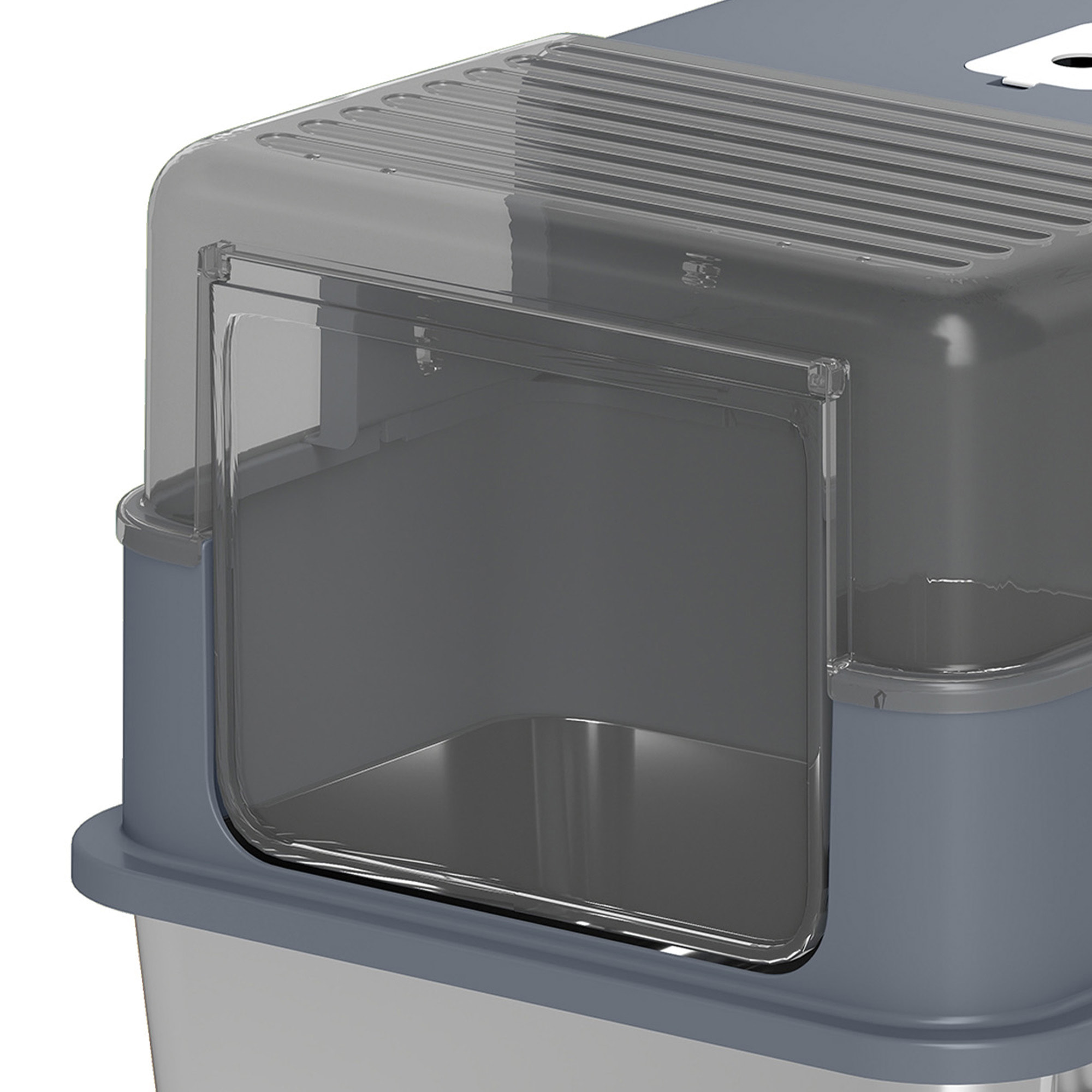 Maison de toilette bac à litière 2-en-1 acier inox PP avec accessoires
