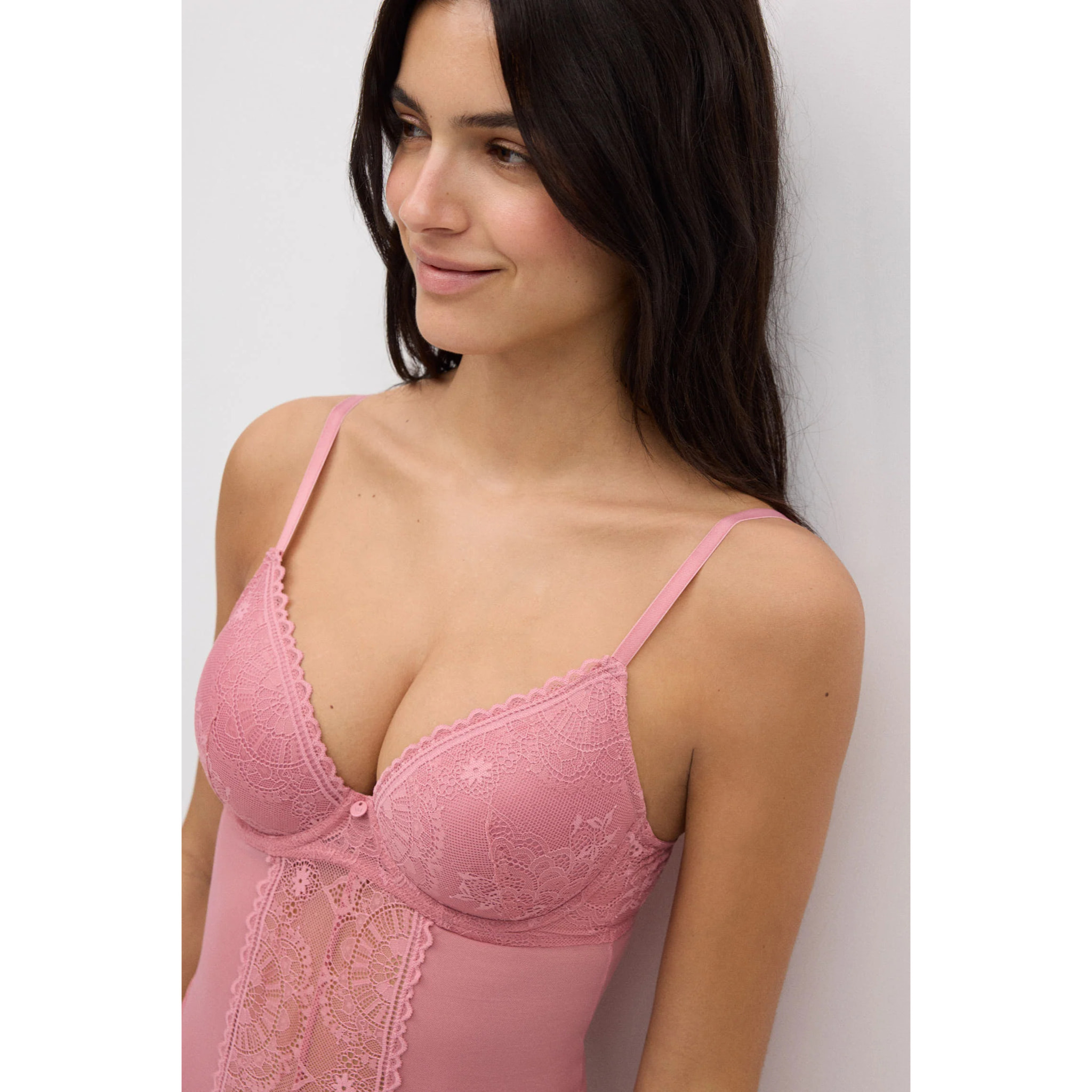 Body push-up in pizzo nero con perizoma