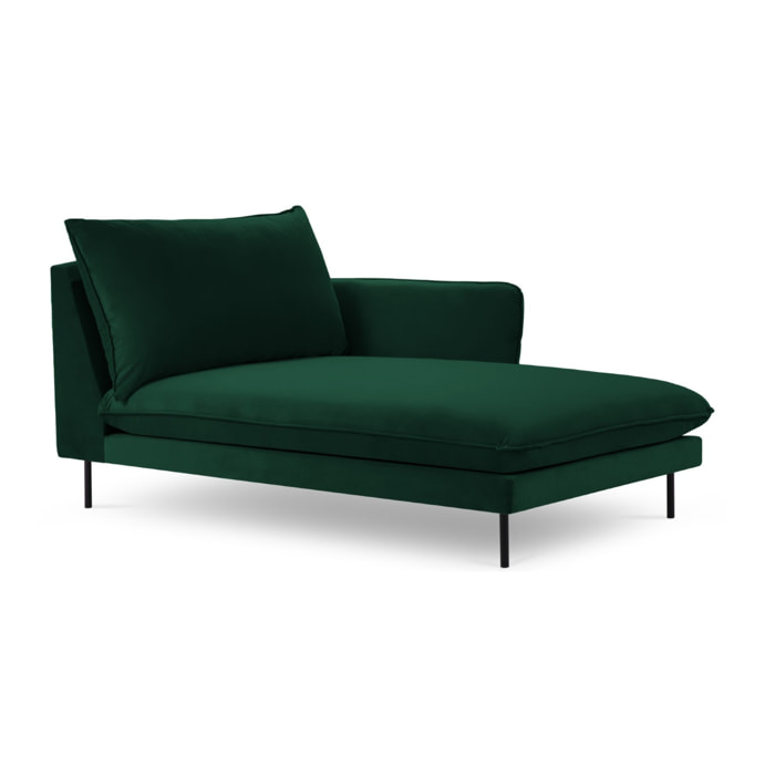 Méridienne droite "Vienna" en velours vert bouteille