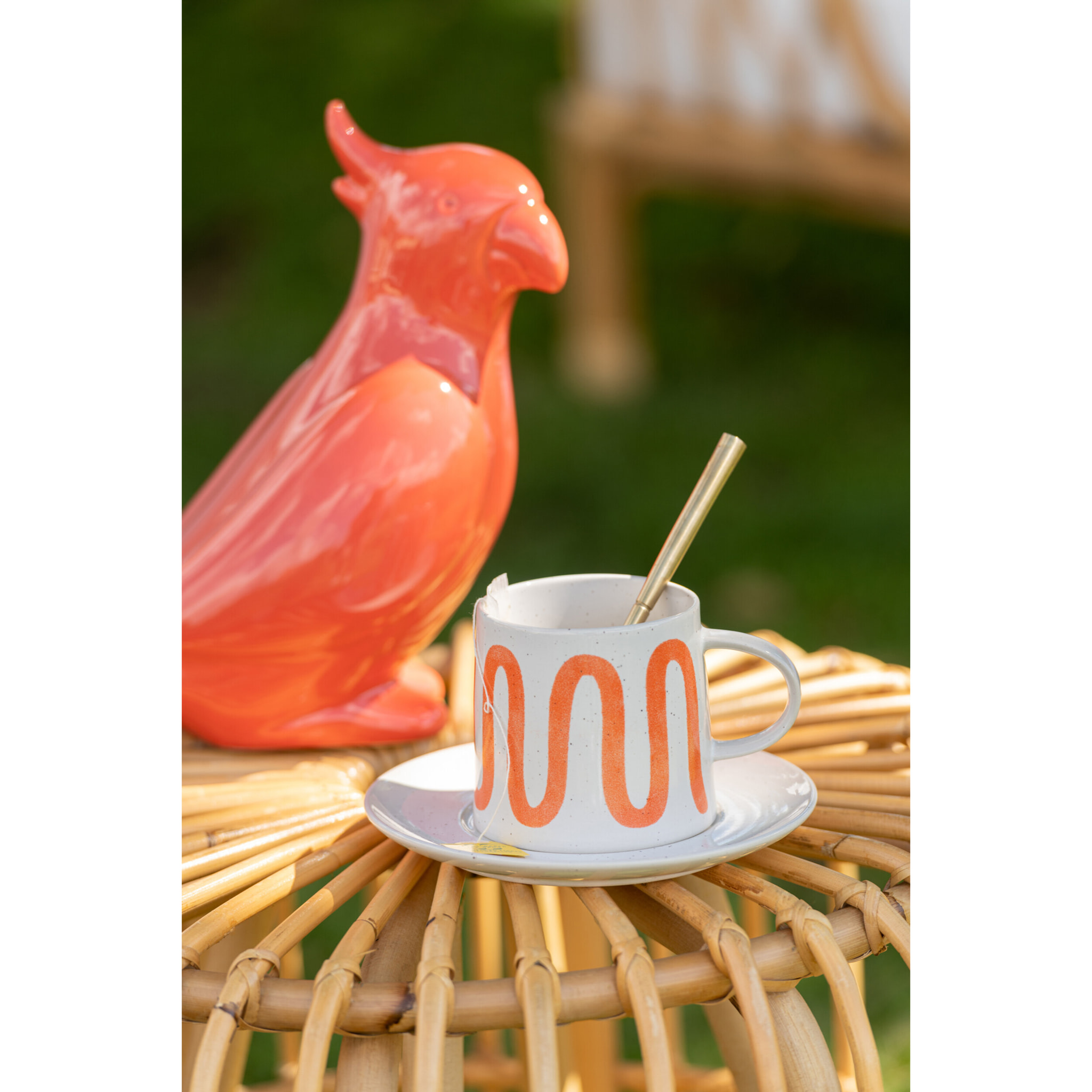 J-Line tasse + sous-tasse - porcelaine - orange