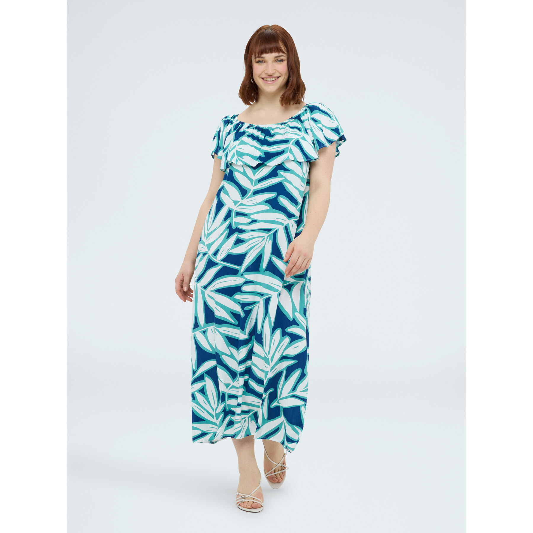 Fiorella Rubino - Vestito off shoulders con stampa - Blu