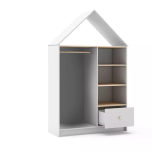 Armario vestidor juvenil Misty Cloud Blanco - Oak Soft