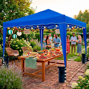 Gazebo Pieghevole 3x4 M in Acciaio con Telo Idrorepellente 160 g/m² Anti-UV Struttura Robusta Apertura Rapida a Fisarmonica con Borsa e 4 Sacche Blu