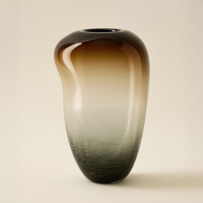 Vase marron et noir en verre soufflé h27cm LIV