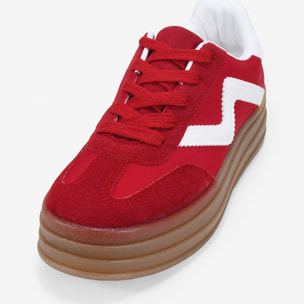 Zapatillas con plataforma rojas con cordones