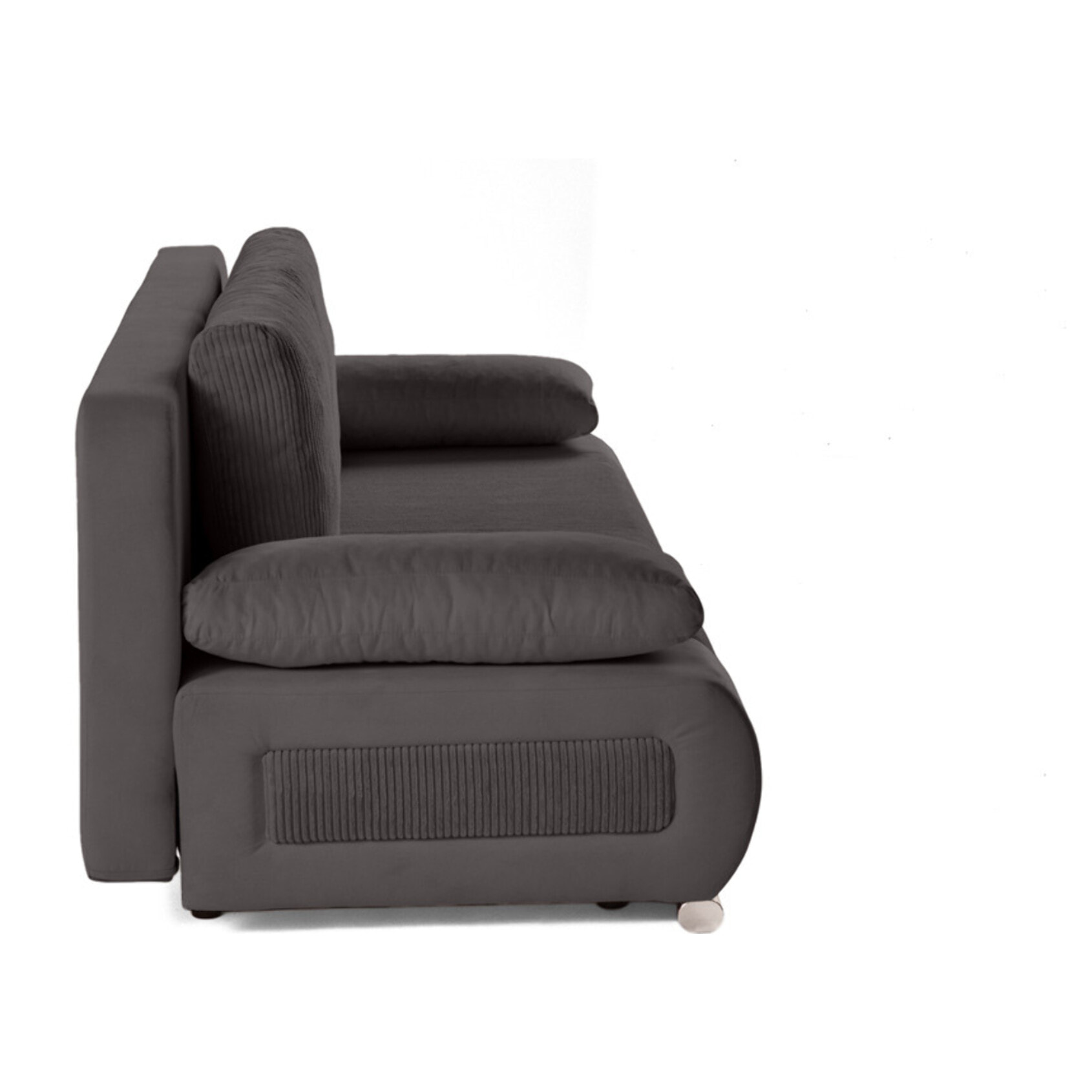 Elio - canapé 3 places convertible - avec coffre - en velours et velours côtelé - Gris foncé