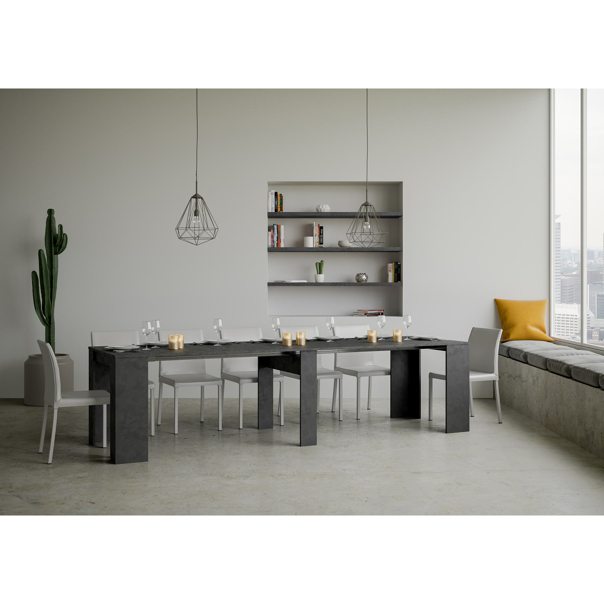 Console extensible 90x48/308 cm Basic Anthracite Spatulé