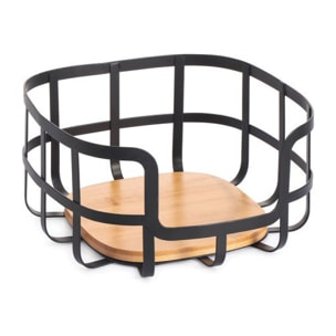 Corbeille à  fruits Design industriel Bambou & Acier ELIE Noir mat MSV