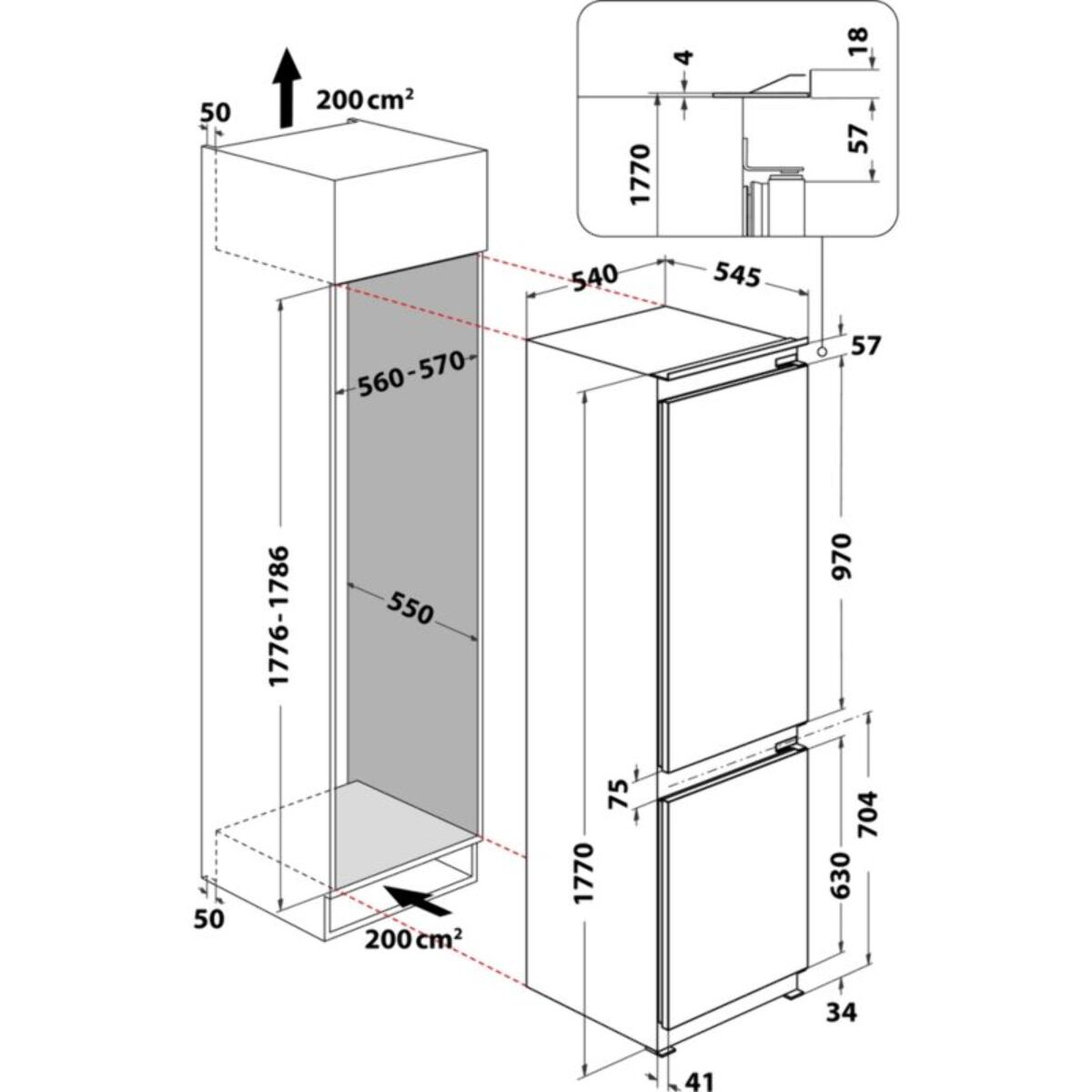 Réfrigérateur combiné encastrable INDESIT BI18DC2