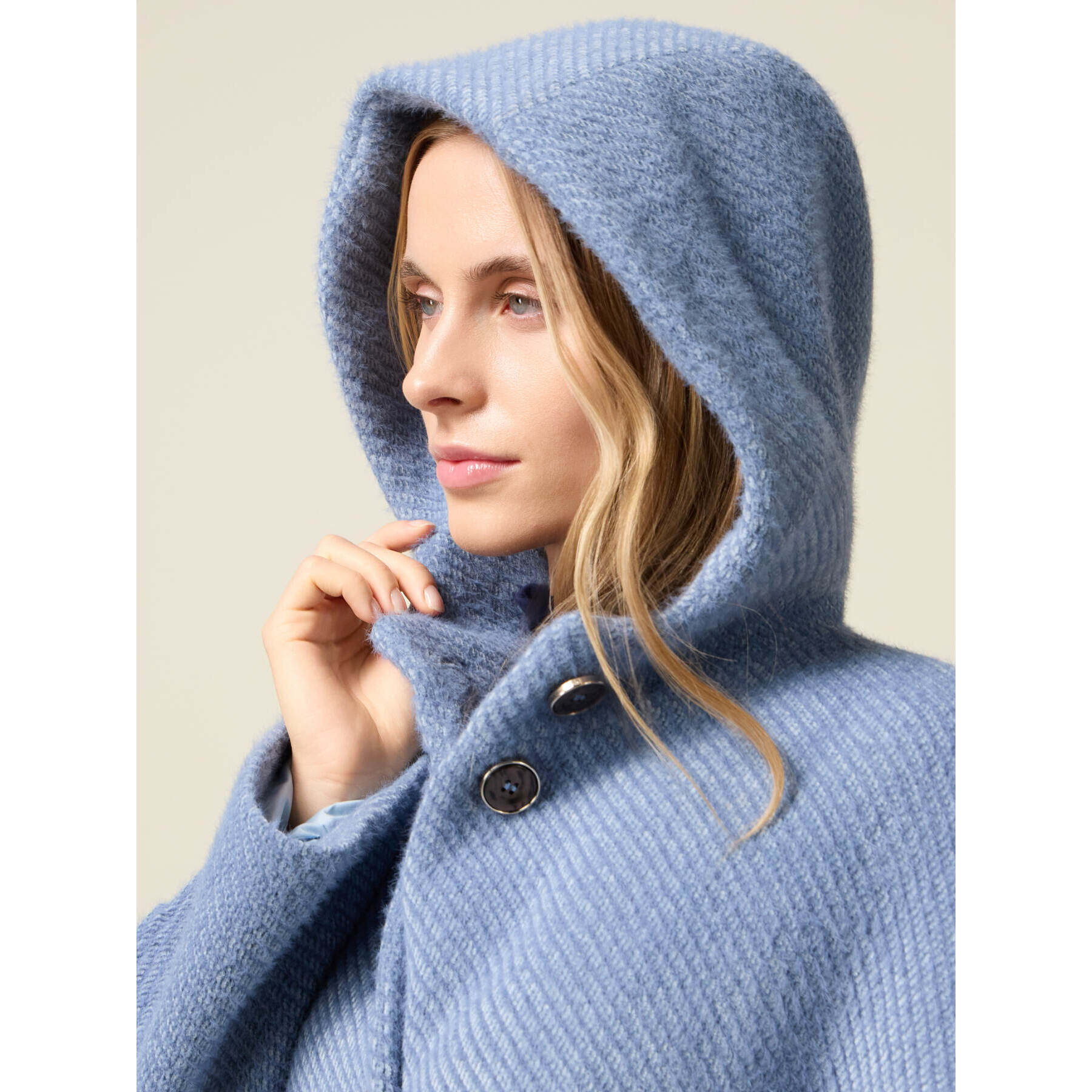 Oltre - Cappotto corto in tessuto ammagliato - Azzurro