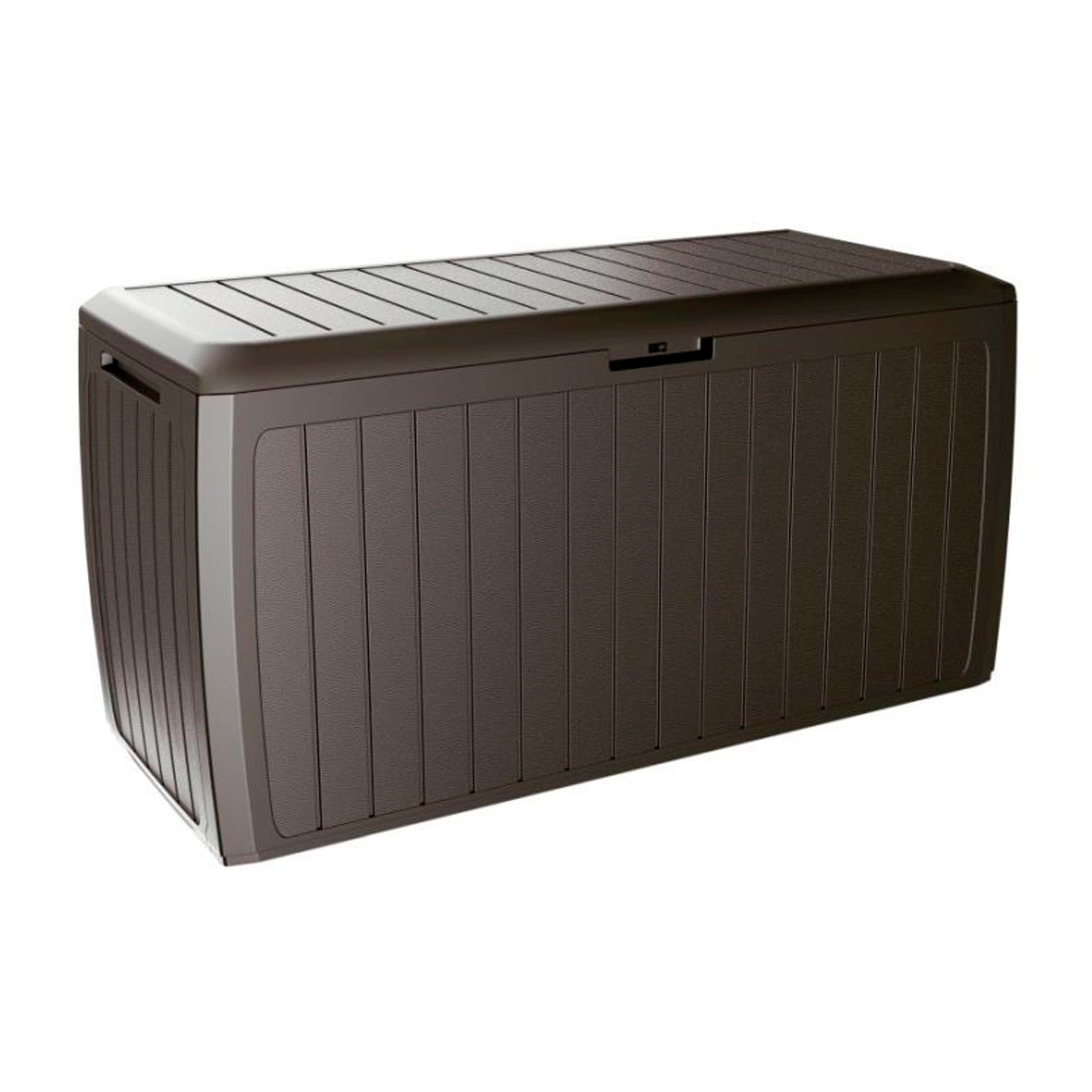 Baul de jardin 290 litros Prosperplast Boxe Board de plastico en color ocre oscuro 116,6 x 47 x 59,5 cm