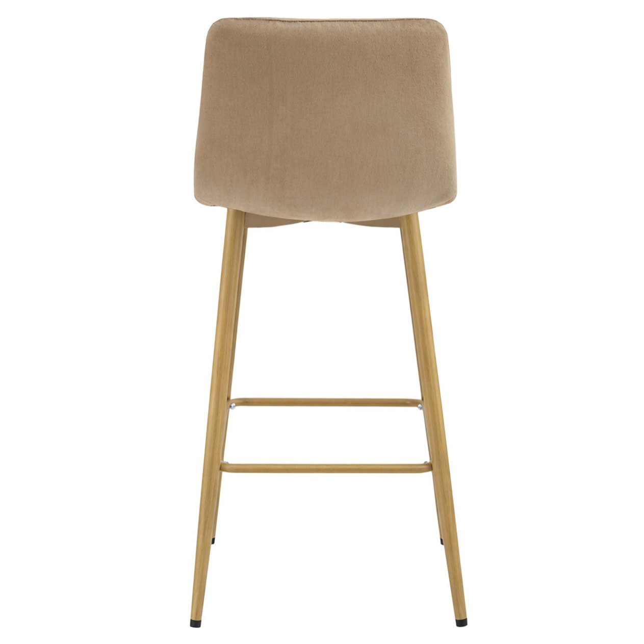 Sgabello Arceto in velluto marrone con gambe in legno