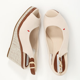 Sandali in tessuto con zeppa