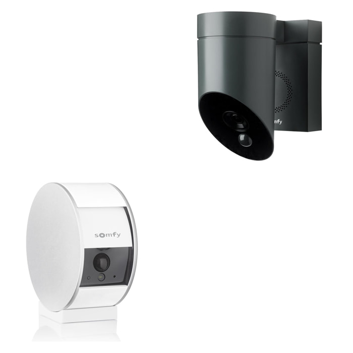 1 caméra intérieure Somfy Indoor Camera et 1 extérieure Somfy Outdoor Camera grise - Somfy Protect