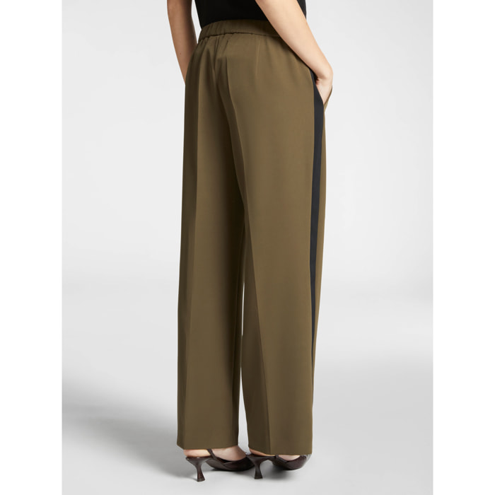 Elena Mirò - Pantaloni in cady con bordi laterali - Verde militare