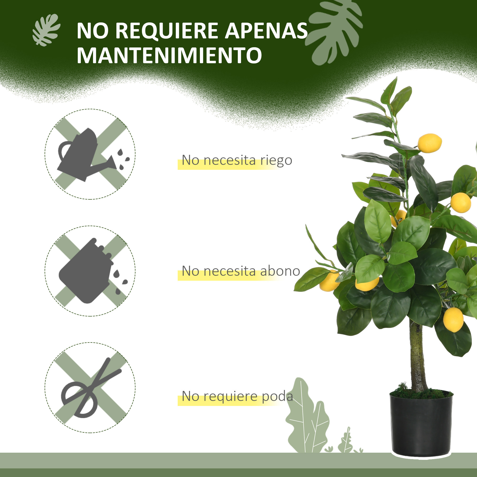 Juego de 2 Plantas Artificiales Decorativas Limonero y Naranjo de 60 cm con Maceta Plantas Sintéticas para Decoración del Hogar Verde