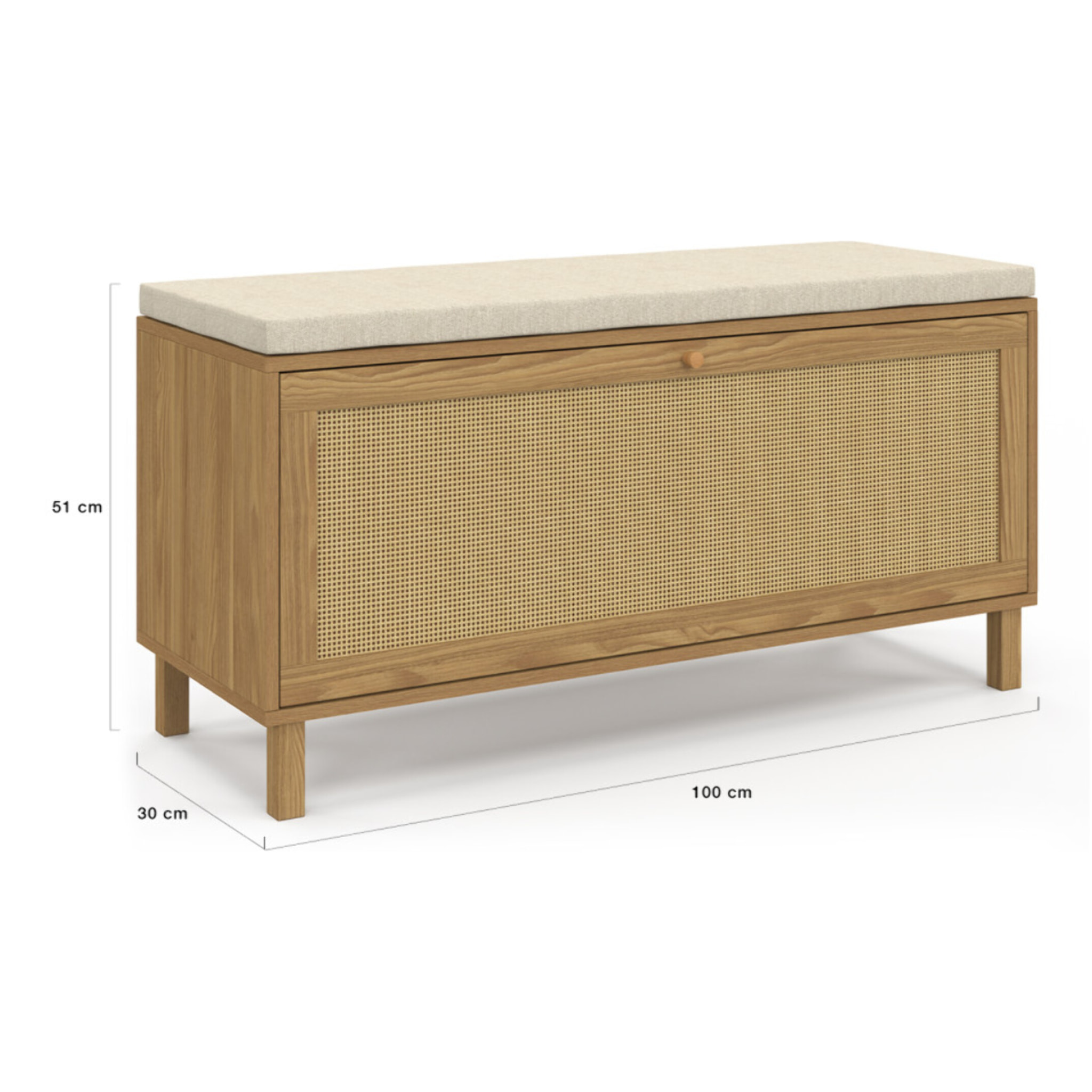 Banc à chaussures Erin 6 paires en cannage