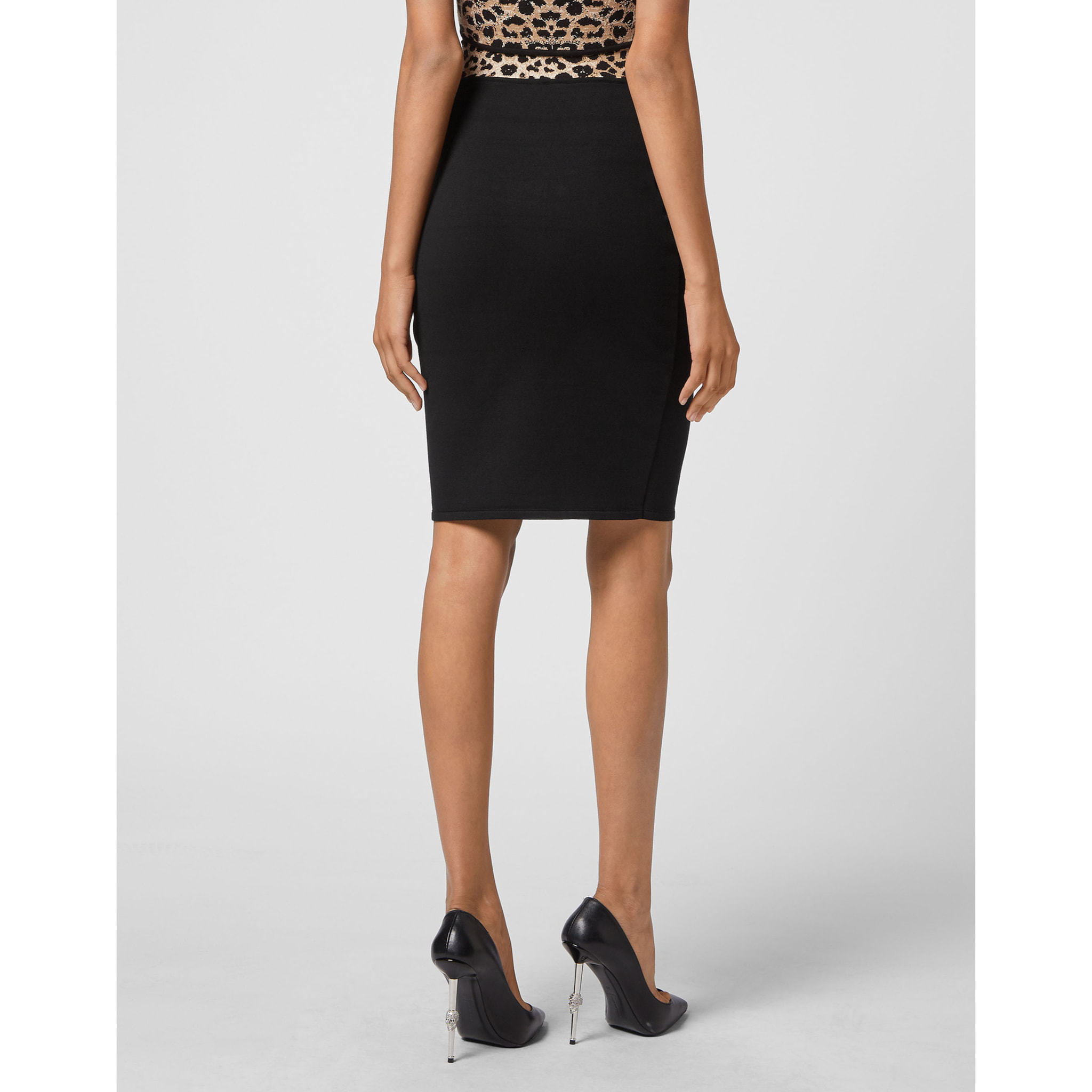 PHILIPP PLEIN Knit Short Skirt LEOPARD