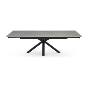 Table extensible céramique gris laqué 180/260cm - 8 piètements - UNIK