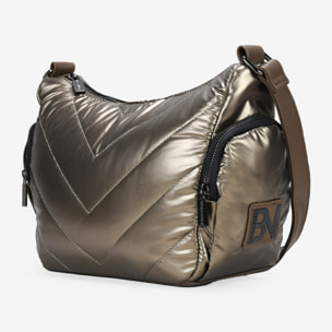 Bolso bandolera bronce en nailon con cremallera