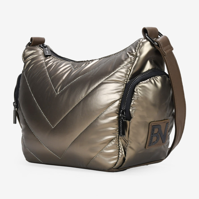 Bolso bandolera bronce en nailon con cremallera
