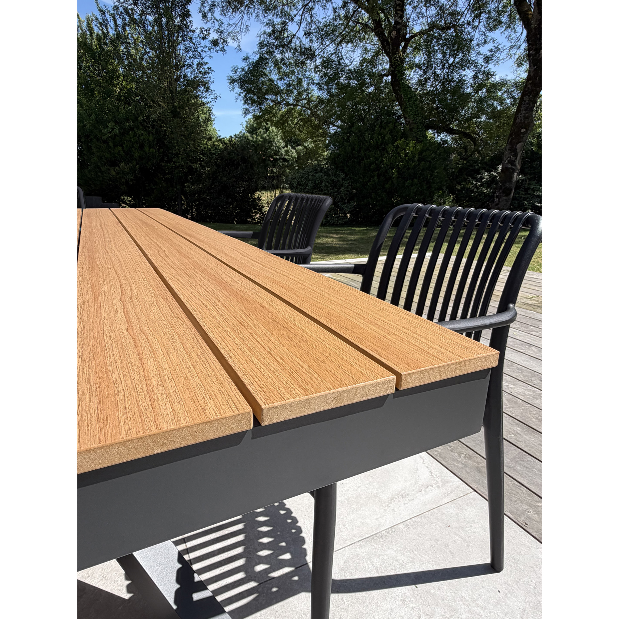 LAMU - Ensemble repas de jardin 4 places en alu - Gris anthracite