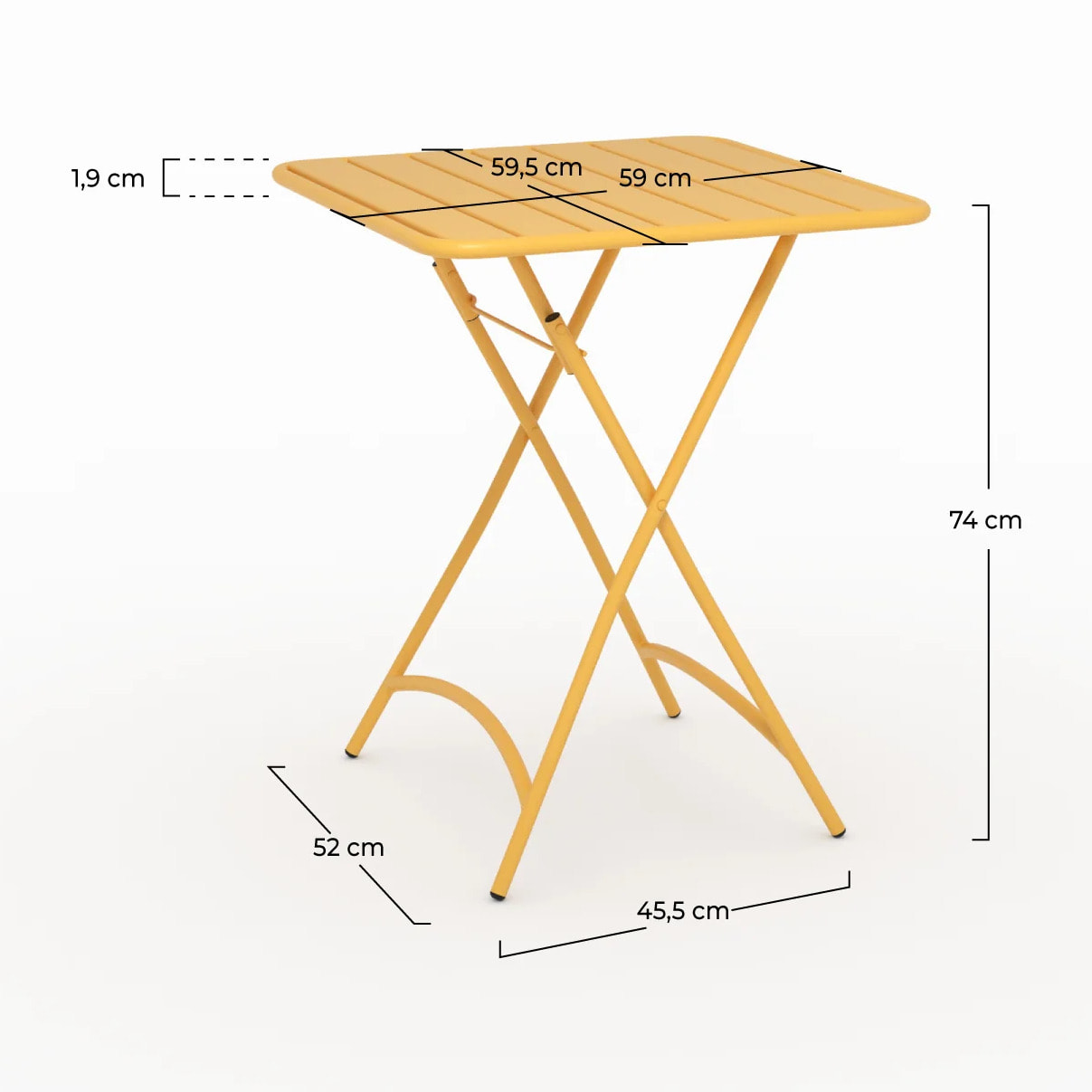 Table de jardin pliante en métal jaune beurre 2 personnes - Yumi