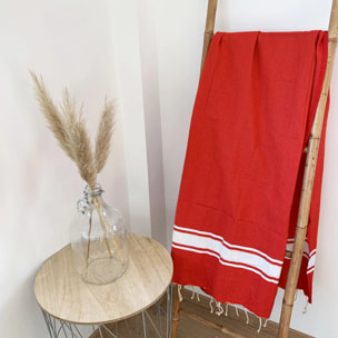 Fouta traditionnelle Kozo Rouge 100x200 190g/m²
