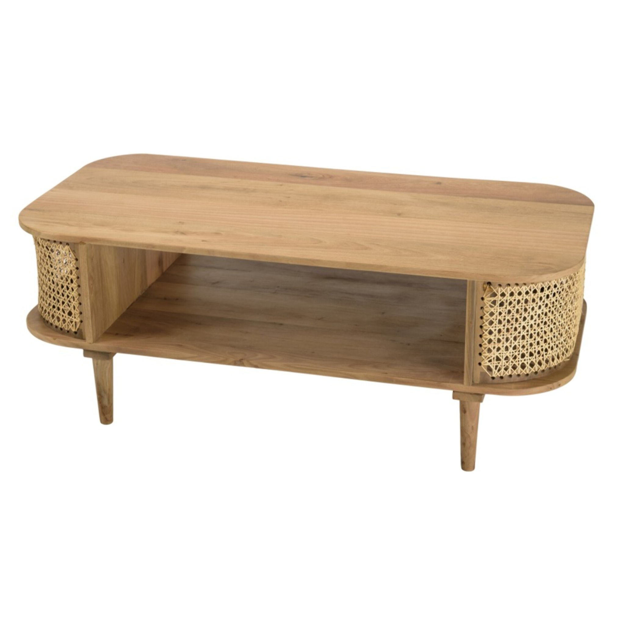 ISA - Meuble TV marron bois de jamelonier et cannage couleur naturelle