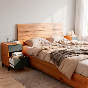 Set Testiera Letto Matrimoniale Con 2 Comodini Design Moderno Per Letti 135 E 150 cm Con Cassetti Camera Letto 60x160x2,5 Cm Rovere e Grigio Antracite