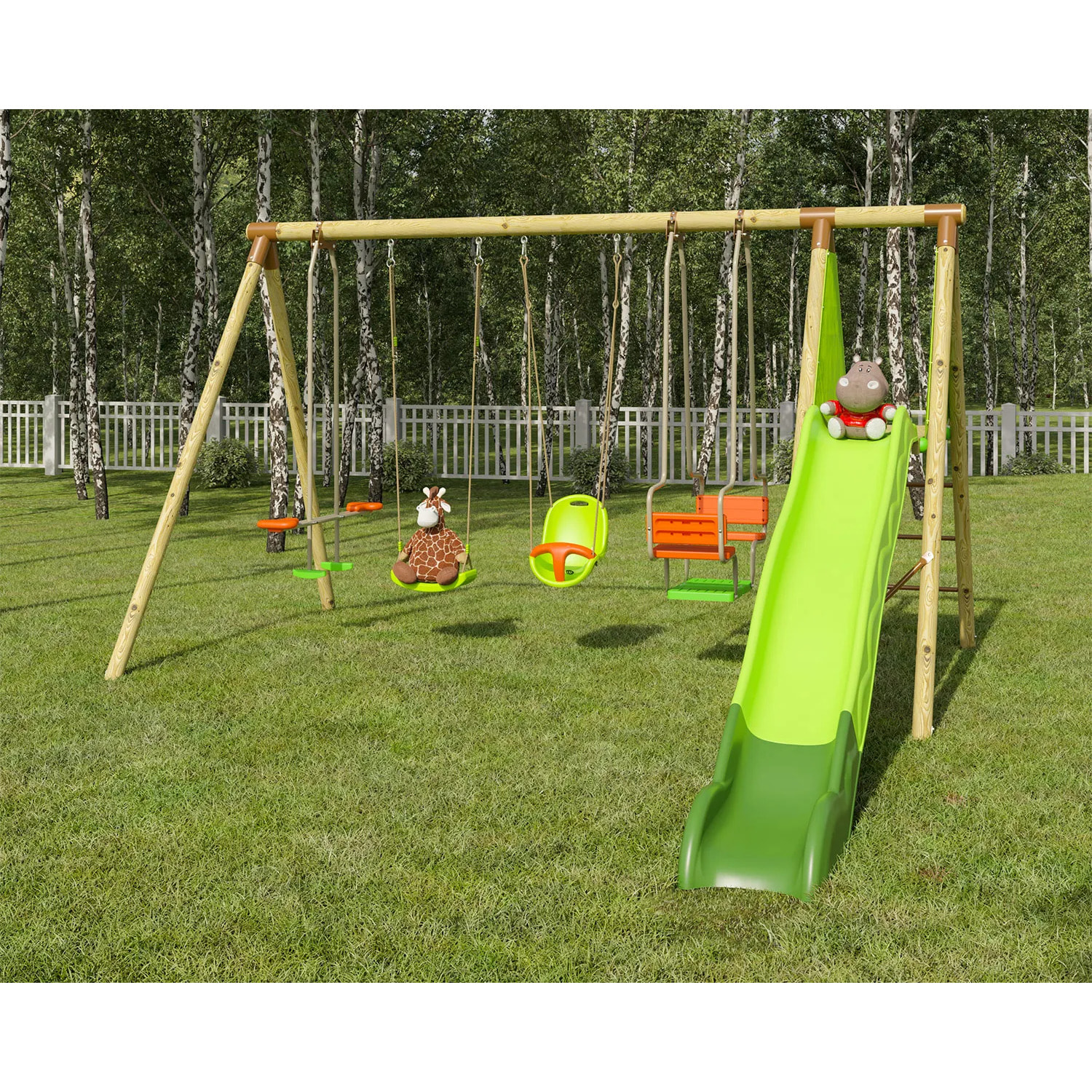 Balançoire en bois 2,30 m Topwood XOLTI - 8 enfants