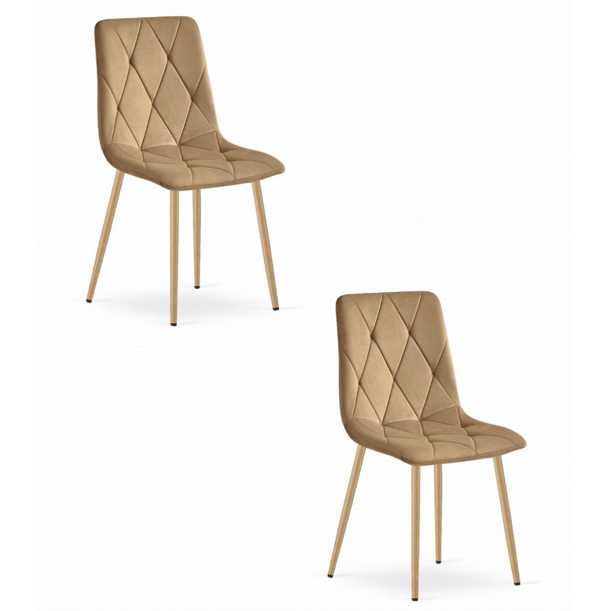 Set di 2 sedie Libra in velluto marrone e metallo effetto legno