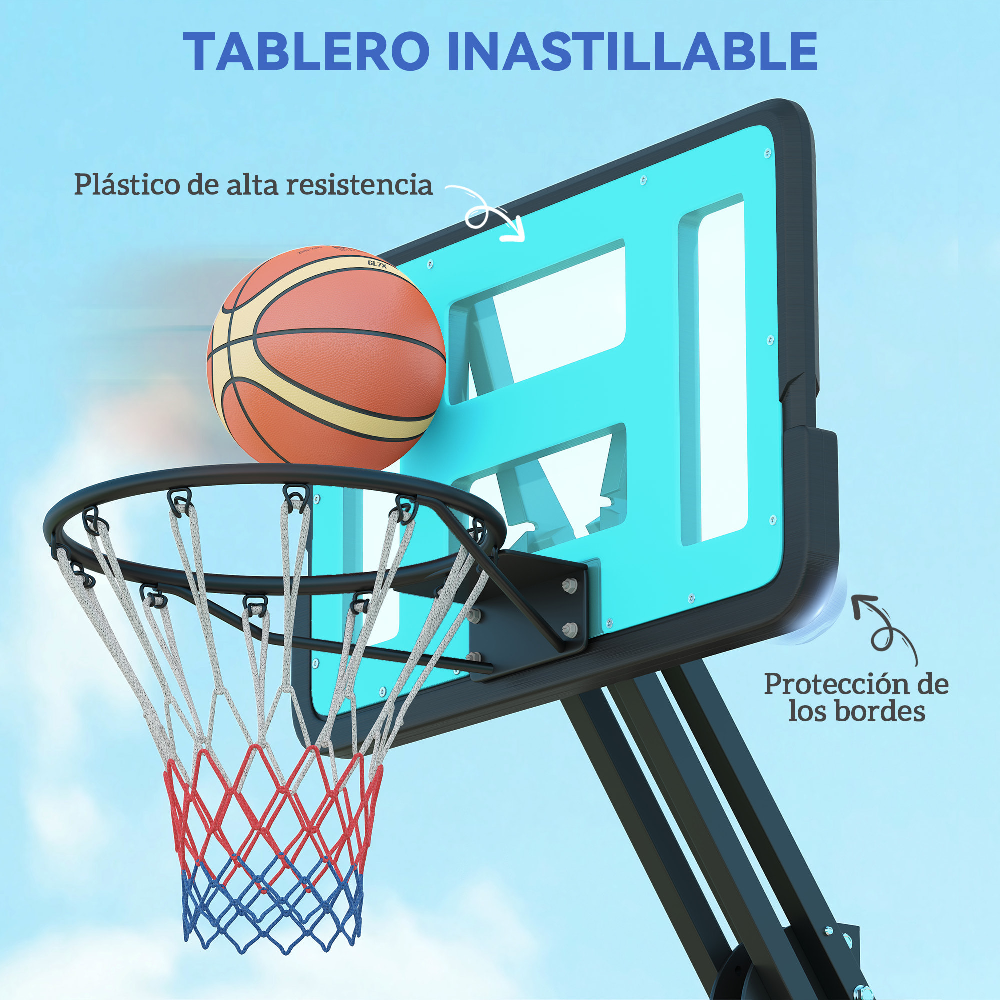 Canasta de Baloncesto para Exterior Aro de Baloncesto Portátil con Altura Ajustable 180-270 cm Ruedas Base Rellenable para Adolescentes y Adulto Negro